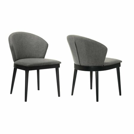 ARMEN LIVING Juno Charcoal Fabric & Black Wood Dining Side Chairs, 2PK LCJNSIBLCH